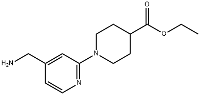 Ethyl 1-[4-(aminomethyl)pyridin-2-yl]piperidine-4-carboxylate 结构式