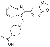 1-(2-BENZO[1,3]DIOXOL-5-YL-IMIDAZO[1,2-A]PYRIMIDIN-3-YLMETHYL)-PIPERIDINE-4-CARBOXYLIC ACID 结构式