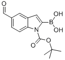 1H-Indole-1-carboxylic acid, 2-borono-5-formyl-, 1-(1,1-dimethylethyl) ester|(1-(叔丁氧基羰基)-5-甲酰基-1H-吲哚-2-基)硼酸