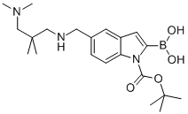 1H-Indole-1-carboxylic acid, 2-borono-5-[[[3-(dimethylamino)-2,2-dimethylpropyl]amino]methyl]-, 1-(1,1-dimethylethyl) ester Structure