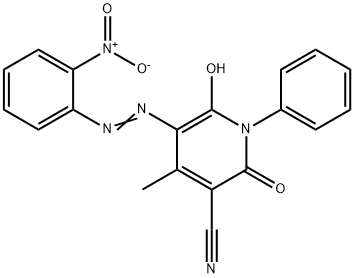 3-Pyridinecarbonitrile,  1,2-dihydro-6-hydroxy-4-methyl-5-[(2-nitrophenyl)azo]-2-oxo-1-phenyl-  (9CI) 结构式
