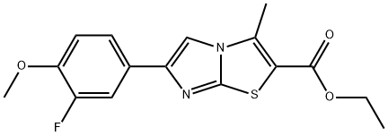 6-(3-FLUORO-4-METHOXYPHENYL)-3-METHYLIMIDAZO[2,1-B]THIAZOLE-2-CARBOXYLIC ACID ETHYL ESTER Struktur