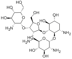 5-O-[3-O-(2-Amino-2-deoxy-β-L-idopyranosyl)-β-D-ribofuranosyl]-4-O-(2,6-diamino-2,6-dideoxy-α-D-glucopyranosyl)-3-amino-2,3-dideoxy-D-myo-inositol,91421-98-6,结构式