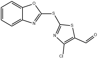 4-クロロ-2-(2-ベンズオキサゾリルチオ)-5-チアゾールカルボキシアルデヒド 化学構造式
