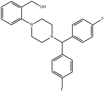 (2-{4-[ビス(4-フルオロフェニル)メチル]ピペラジン-1-イル}フェニル)メタノール 化学構造式