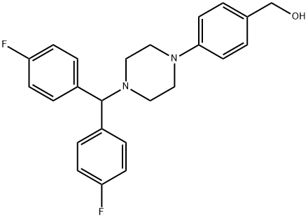4-{4-[Bis(4-fluorophenyl)methyl]piperazinyl}benzyl alcohol Struktur