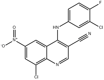3-Quinolinecarbonitrile, 8-chloro-4-[(3-chloro-4-fluorophenyl)aMino]-6-nitro- Struktur