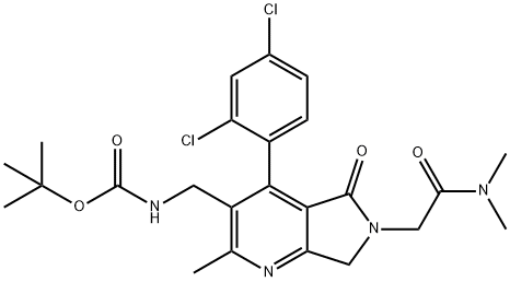[4-(2,4-二氯苯基)-6-二甲基氨基甲酰甲基-2-甲基-5-氧代-6,7-二氢-5H-吡咯并[3,4-B]吡啶-3-基甲基]氨基甲酸叔丁酯,915731-88-3,结构式