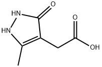 (5-メチル-3-オキソ-2,3-ジヒドロ-1H-ピラゾール-4-イル)酢酸 化学構造式