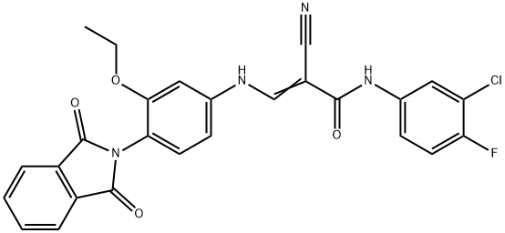 (E)-3-[3-Ethoxy-4-(phthaliMidyl)anilino]-N-(3-chloro-4-fluorophenyl)-2-cyano-2-propenaMide|(E)-3-[3-Ethoxy-4-(phthaliMidyl)anilino]-N-(3-chloro-4-fluorophenyl)-2-cyano-2-propenaMide