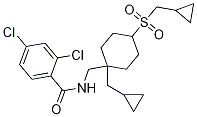 BenzaMide, 2,4-dichloro-N-[[1-(cyclopropylMethyl)-4-[(cyclopropylMethyl)sulfonyl]cyclohexyl]Methyl]-,916159-99-4,结构式