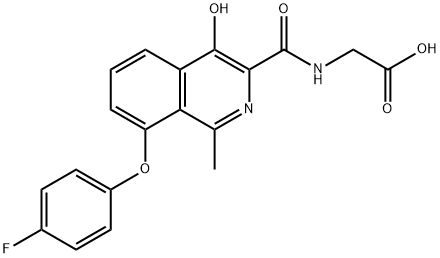 Glycine,  N-[[8-(4-fluorophenoxy)-4-hydroxy-1-methyl-3-isoquinolinyl]carbonyl]- Structure