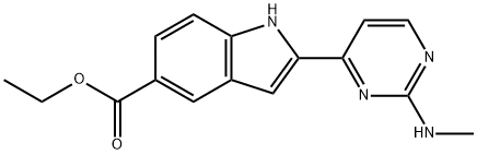 2-(2-(甲基氨基)嘧啶-4-基)-1H-吲哚-5-羧酸乙酯, 916486-06-1, 结构式