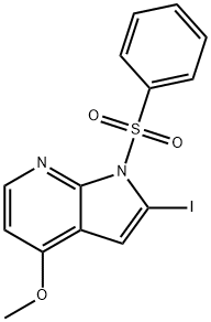 1H-Pyrrolo[2,3-b]pyridine, 2-iodo-4-Methoxy-1-(phenylsulfonyl)- Struktur
