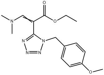 3-DIMETHYLAMINO-2-[1-(4-METHOXY-BENZYL)-1H-TETRAZOL-5-YL]-ACRYLIC ACID ETHYL ESTER,91660-68-3,结构式