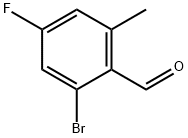 2-ブロモ-4-フルオロ-6-メチルベンズアルデヒド 化学構造式