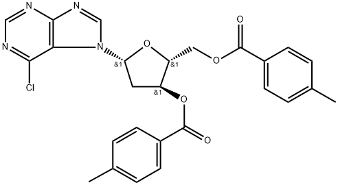 3,5-O-Ditoluoyl 6-Chloropurine-7-β-D-deoxyriboside 化学構造式