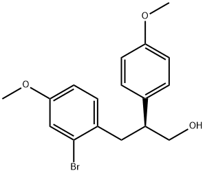 (S)-3-(2-ブロモ-4-メトキシフェニル)-2-(4-メトキシフェニル)プロパン-1-オール 化学構造式
