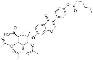 4-Oxo-3-[4-[(1-oxohexyl)oxy]phenyl]-4H-1-benzopyran-7-yl -D-Glucopyranosiduronic Acid Methyl Ester, 2,3,4-Triacetate Structure