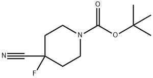 1-Piperidinecarboxylic acid, 4-cyano-4-fluoro-, 1,1-dimethylethyl ester 化学構造式