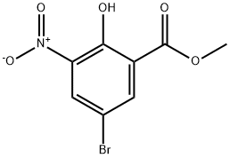 Methyl 5-bromo-2-hydroxy-3-nitrobenzenecarboxylate 化学構造式