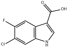 1H-Indole-3-carboxylic  acid,  6-chloro-5-fluoro- 结构式