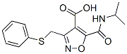 4-Isoxazolecarboxylic  acid,  5-[[(1-methylethyl)amino]carbonyl]-3-[(phenylthio)methyl]- 化学構造式