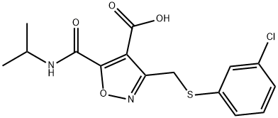 4-Isoxazolecarboxylic  acid,  3-[[(3-chlorophenyl)thio]methyl]-5-[[(1-methylethyl)amino]carbonyl]- Structure