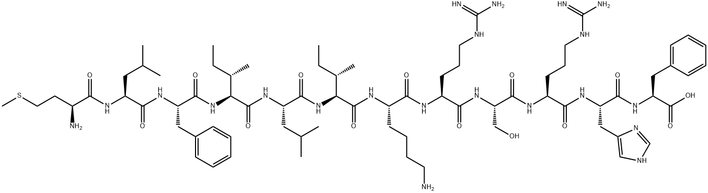 methionyl-leucyl-phenylalanyl-isoleucyl-lysyl-arginyl-seryl-arginyl-histidyl-phenylalanine Struktur