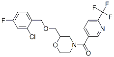 METHANONE, [2-[[(2-CHLORO-4-FLUOROPHENYL)METHOXY]METHYL]-4-MORPHOLINYL][6-(TRIFLUOROMETHYL)-3-PYRIDINYL]- 化学構造式