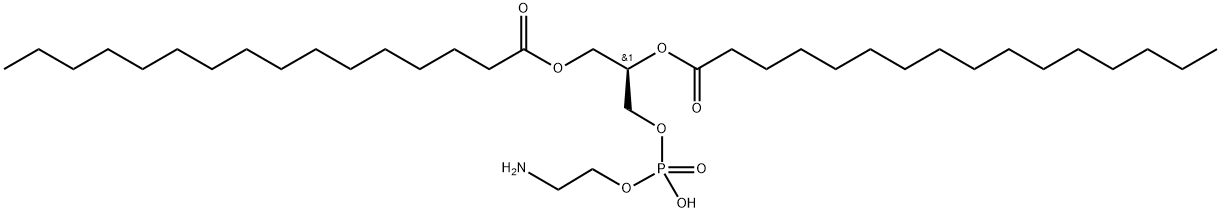2-[(1-O,2-O-ジパルミトイル-L-グリセロ-3-ホスホ)オキシ]エタンアミン 化学構造式