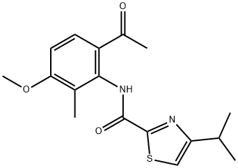 N-(6-乙酰基-3-甲氧基-2-甲基苯基)-4-异丙基噻唑-2-甲酰胺, 923289-20-7, 结构式