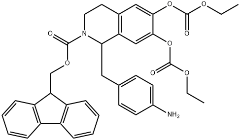 2(1H)-Isoquinolinecarboxylic  acid,  1-[(4-aminophenyl)methyl]-6,7-bis[(ethoxycarbonyl)oxy]-3,4-dihydro-,  9H-fluoren-9-ylmethyl  ester Structure