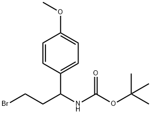 1-(BOC-アミノ)-3-ブロモ-1-(4-メトキシフェニル)プロパン 化学構造式