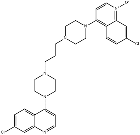 7-chloro-4-[4-[3-[4-(7-chloro-1-oxido-4-quinolinyl)-1-piperazinyl]propyl]-1-piperazinyl]quinoline Struktur