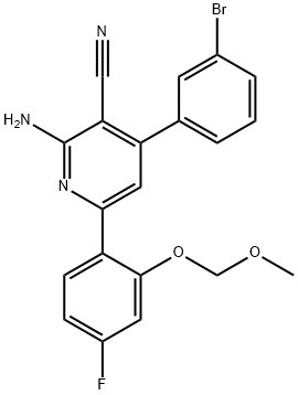 2-氨基-4-(3-溴苯基)-6-(4-氟-2-(甲氧基甲氧基)苯基)烟腈, 925923-84-8, 结构式