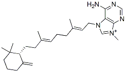 6-Amino-7-[(2E,6E)-3,7-dimethyl-9-(2,2-dimethyl-6-methylenecyclohexane-1β-yl)-2,6-nonadienyl]-9-methyl-9H-purine-7-ium|