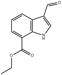 3-醛基吲哚-7-甲酸乙酯,927181-98-4,结构式