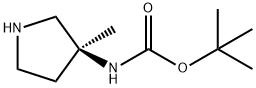 tert-butyl N-[(3S)-3-Methylpyrrolidin-3-yl]carbaMate 化学構造式