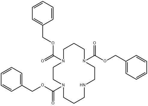 1,4,8,11-Tetraazacyclotetradecane-1,4,8-tricarboxylic acid, 1,4,8-tris(phenylMethyl) ester 化学構造式