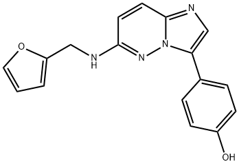 4-[6-[[(呋喃-2-基)甲基]氨基]咪唑并[1,2-B]哒嗪-3-基]苯酚,928333-30-6,结构式