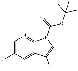 5-CHLORO-3-IODO-PYRROLO[2,3-B]PYRIDINE-1-CARBOXYLICACIDTERT-BUTYLESTER Struktur