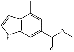 1H-Indole-6-carboxylic acid, 4-Methyl-, Methyl ester 化学構造式