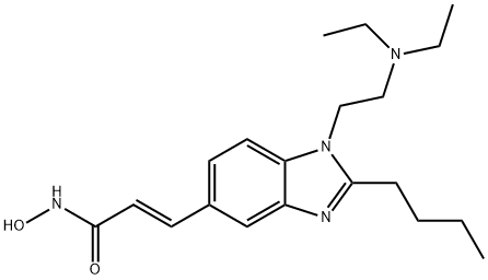 (2E)-3-[2-丁基-1-[2-(二乙基氨基)乙基]-1H-苯并咪唑-5-基]-N-羟基丙烯酰胺, 929016-96-6, 结构式