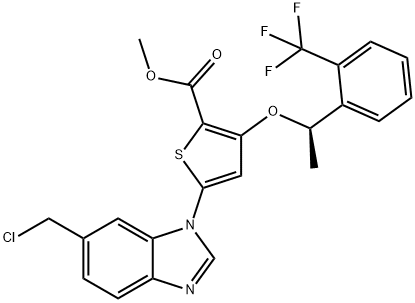 (R)-Methyl 5-(6-(chloroMethyl)-1H-benzo[d]iMidazol-1-yl)-3-(1-(2-(trifluoroMethyl)phenyl)ethoxy)thiophene-2-carboxylate Struktur
