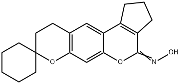 2',3',9',10'-Tetrahydrospiro[cyclohexane-1,8'-cyclopenta[c]pyrano[3,2-g]chromen]-4'(1'H)-one o 结构式