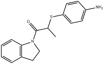 (4-{[2-(2,3-ジヒドロ-1H-インドール-1-イル)-1-メチル-2-オキソエチル]チオ}フェニル)アミン 化学構造式