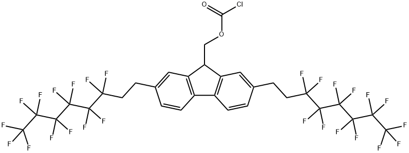 2,7-双(1H,1H,2H,2H-全氟辛基)-9-芴基甲氧基碳酰氯 结构式