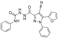 1H-Pyrazole-3-carboxylic  acid,  4-cyano-5-(2-furanyl)-1-phenyl-,  2-[(phenylamino)carbonyl]hydrazide 结构式