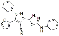 1H-Pyrazole-4-carbonitrile,  5-(2-furanyl)-1-phenyl-3-[5-(phenylamino)-1,3,4-oxadiazol-2-yl]- Structure